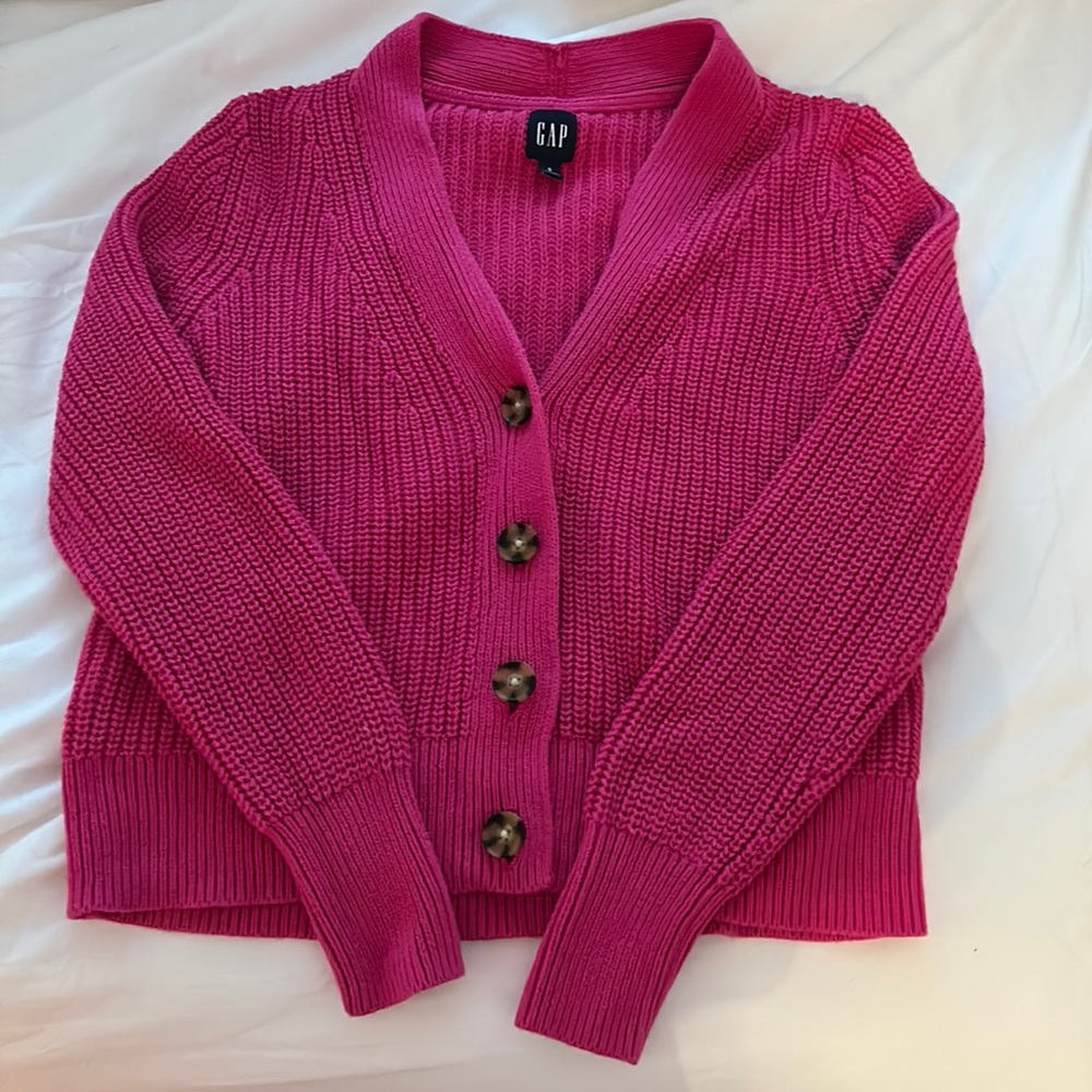 hot pink gap cardigan